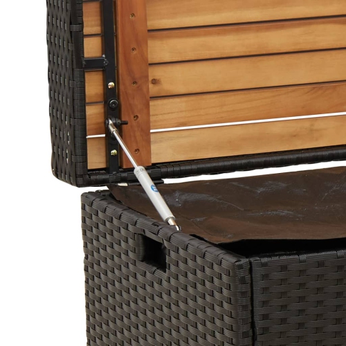 vidaXL Storage Bench Black 100x50x52 cm Poly Rattan and Acacia Wood