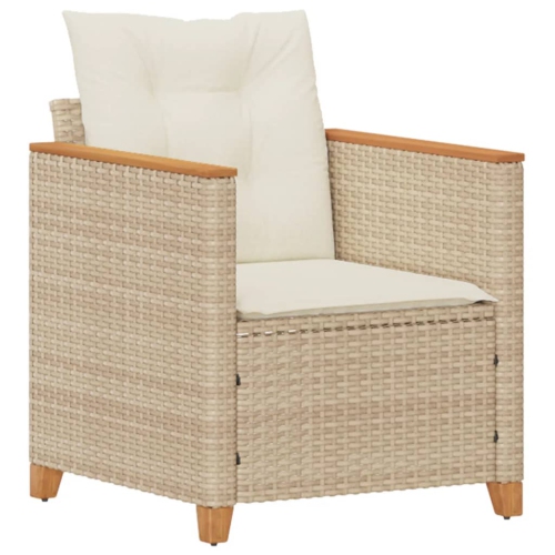 VIDAXL  Garden Chair With Cushions Poly Rattan In Beige