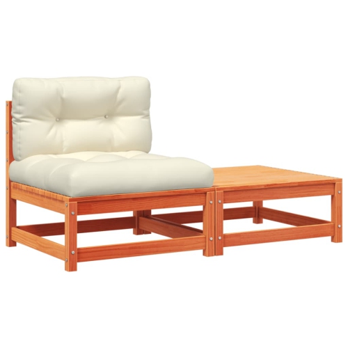 vidaXL Garden Sofa Armless with Cushions and Footstool