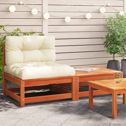 vidaXL Garden Sofa Armless with Cushions and Footstool