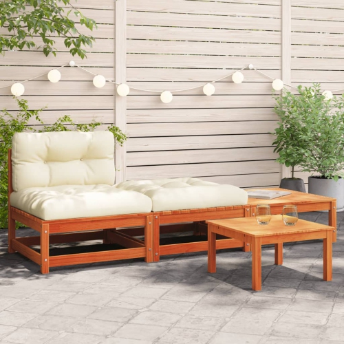 vidaXL Garden Sofa Armless with Cushions and Footstools