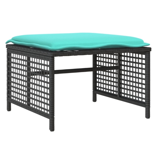 Ensemble de 4 pièces avec divan de jardin et coussins en verre de rotin et polyester noir VidaXL