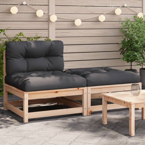 vidaXL Garden Sofa Armless with Cushions and Footstool