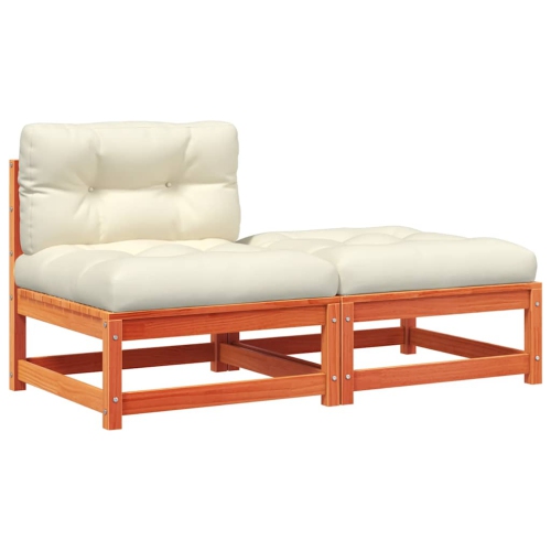 vidaXL Garden Sofa Armless with Cushions and Footstool