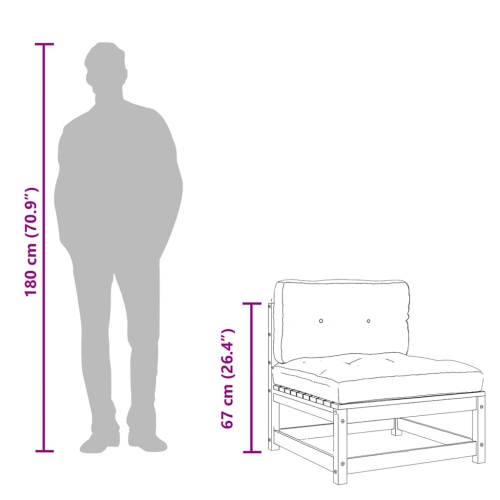 vidaXL Garden Sofa Armless with Cushions and Footstool