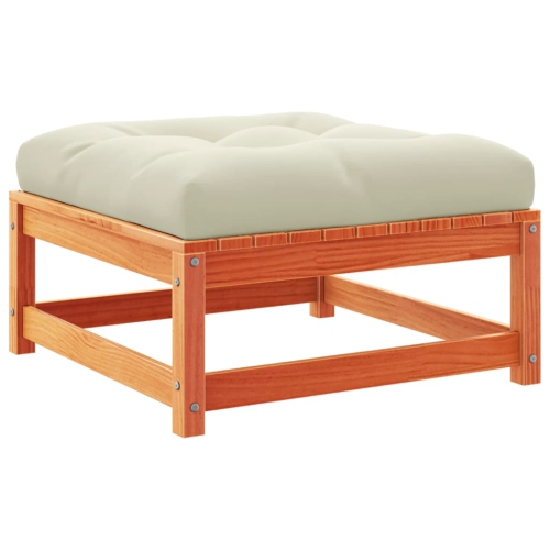 vidaXL Garden Footstools with Cushions 2 pcs Wax Brown Solid Wood Pine