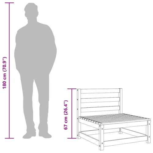 vidaXL Garden Sofa Armless with Footstool Solid Wood Pine