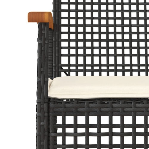 vidaXL Garden Chairs with Cushions 4 pcs Black Poly Rattan Acacia Wood