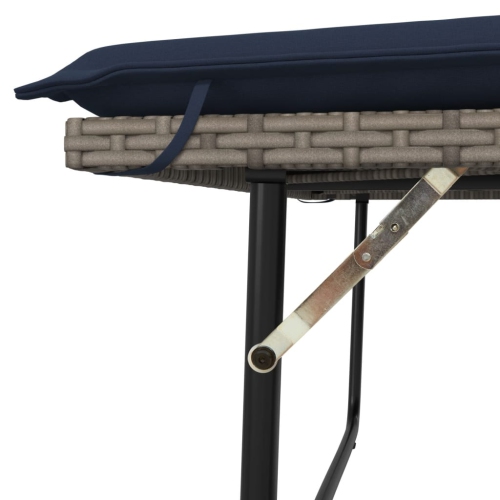 vidaXL Garden Bench with Cushions and Footstool Grey Poly Rattan