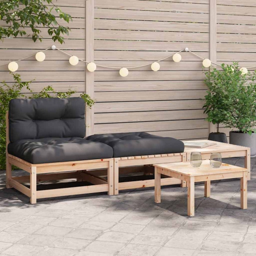 vidaXL Garden Sofa Armless with Cushions and Footstools
