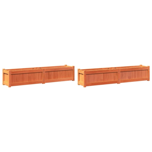 VIDAXL  Garden Planters 2 PCs Wax Solid Wood Pine In Brown