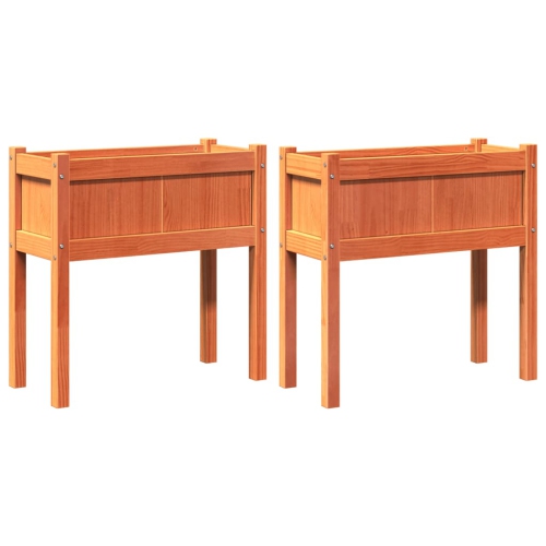 VIDAXL  Garden Planters 2 PCs With Legs Wax Solid Wood Pine In Brown