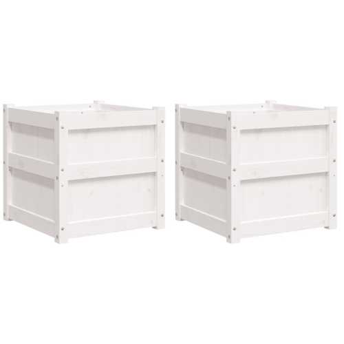 Jardinières vidaXL, 2 pces, pin massif blanc