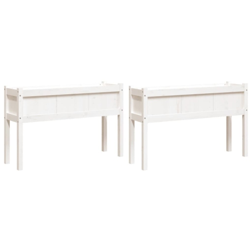 VIDAXL  Garden Planters 2 PCs With Legs Solid Wood Pine In White