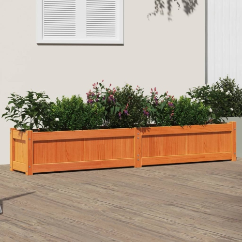 vidaXL Garden Planter Wax Brown 180x31x31 cm Solid Wood Pine
