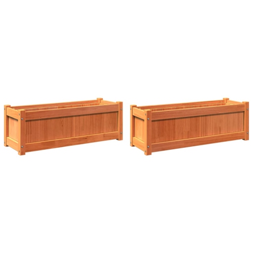 VIDAXL  Garden Planters 2 PCs Wax Solid Wood Pine In Brown