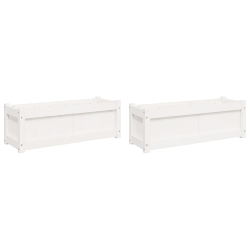 VIDAXL  Garden Planters 2 PCs Solid Wood Pine In White