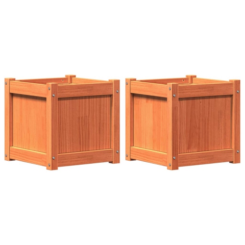 vidaXL Garden Planters 2 pcs Wax Brown Solid Wood Pine