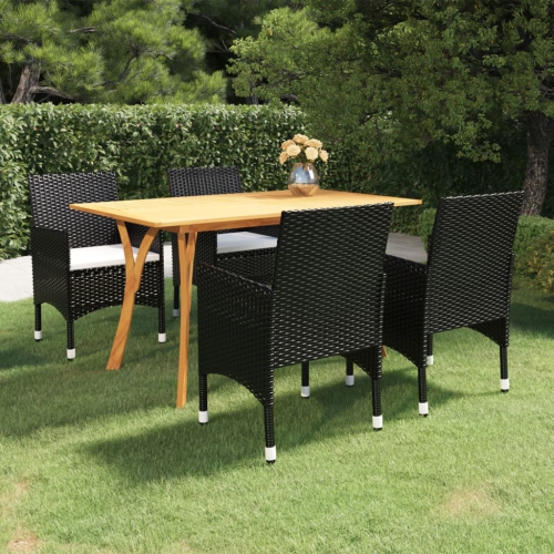 vidaXL 5 Piece Garden Dining Set Black