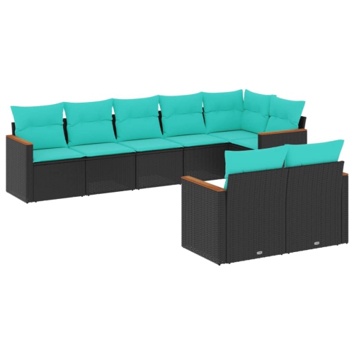 VIDAXL  8 Piece Garden Sofa Set With Cushions Poly Rattan In Black