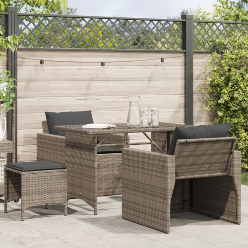 vidaXL 4 Piece Garden Sofa Set with Cushions Grey Poly Rattan