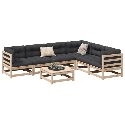 vidaXL 7 Piece Garden Sofa Set Solid Wood Pine