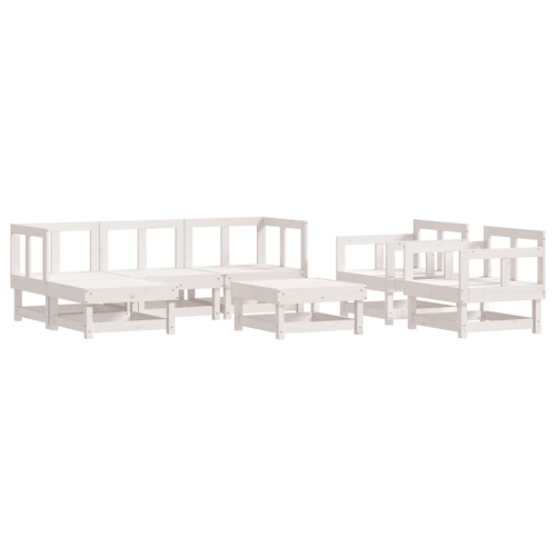 VIDAXL  7 Piece Garden Lounge Set Solid Wood Pine In White