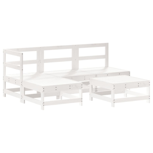 vidaXL 5 Piece Garden Lounge Set White Solid Wood Pine