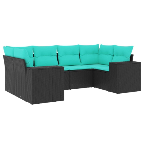 VIDAXL  6 Piece Garden Sofa Set With Cushions Poly Rattan In Black