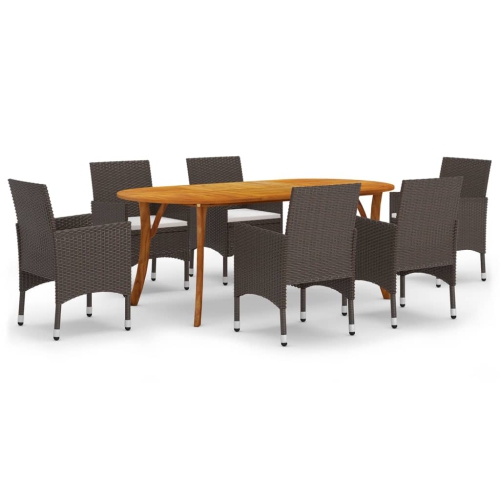 vidaXL 7 Piece Garden Dining Set Brown