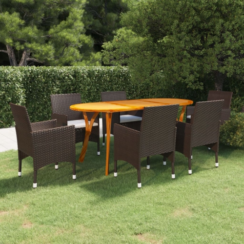 vidaXL 7 Piece Garden Dining Set Brown