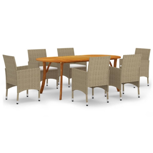 VIDAXL  7 Piece Garden Dining Set In Beige