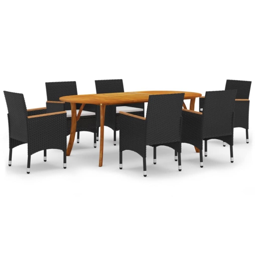 VIDAXL  7 Piece Garden Dining Set In Black