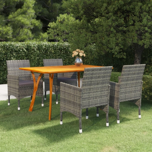 vidaXL 5 Piece Garden Dining Set Grey
