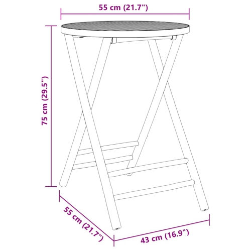vidaXL Folding Bistro set 3 pcs with Cushions Bamboo