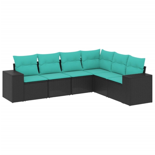 VIDAXL  6 Piece Garden Sofa Set With Cushions Poly Rattan In Black