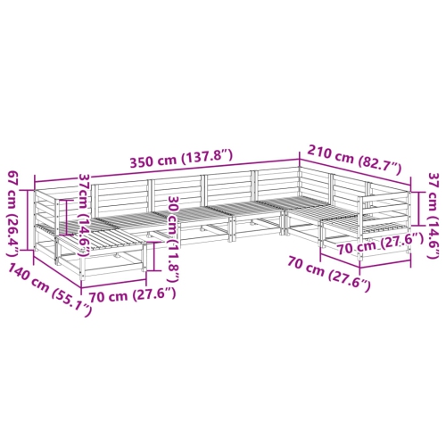 vidaXL 8 Piece Garden Sofa Set Wax Brown Solid Wood Pine