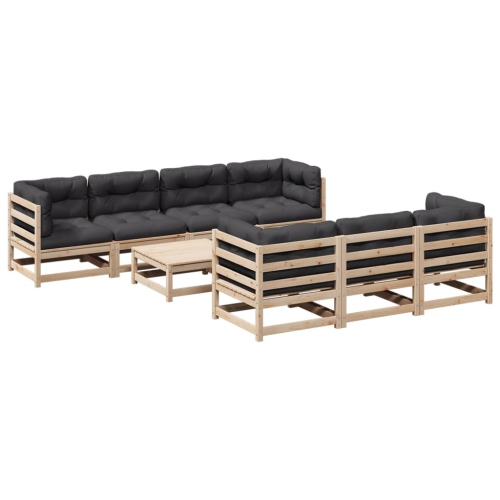 VIDAXL  8 Piece Garden Sofa Set With Cushions Solid Wood Pine
