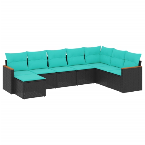 VIDAXL  8 Piece Garden Sofa Set With Cushions Poly Rattan In Black