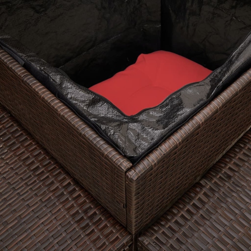 vidaXL Garden Sofa with Table and Cushions L-Shaped Brown Poly Rattan