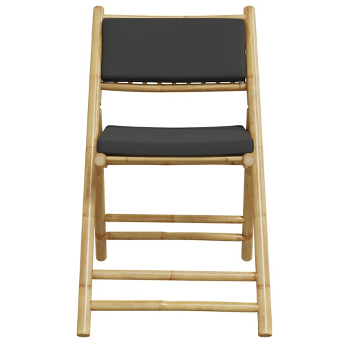 vidaXL 3 Piece Folding Bistro set with Dark Grey Cushions Bamboo