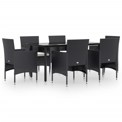 VIDAXL  7 Piece Garden Dining Set With Cushions In Black