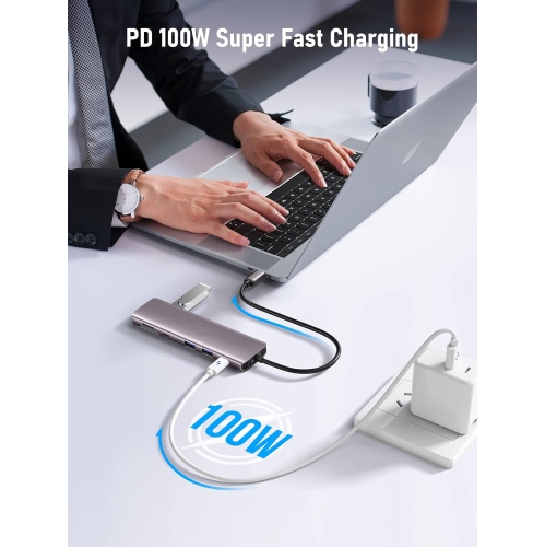 USB C to Dual HDMI Adapter, 10-in-1 USB C Docking Station Dual Monitors for Windows, USB C Adapter with Dual HDMI, USB 3.0, 100W PD, USB-C Data,