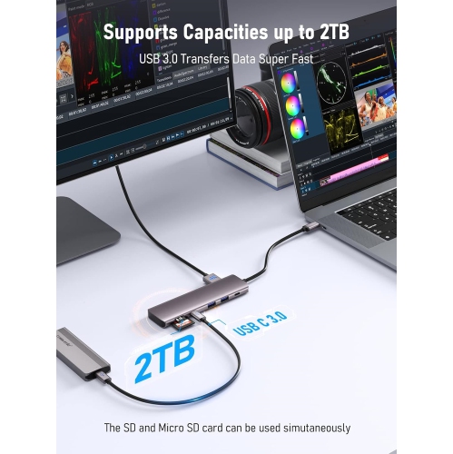 USB C to Dual HDMI Adapter, 10-in-1 USB C Docking Station Dual Monitors for Windows, USB C Adapter with Dual HDMI, USB 3.0, 100W PD, USB-C Data,