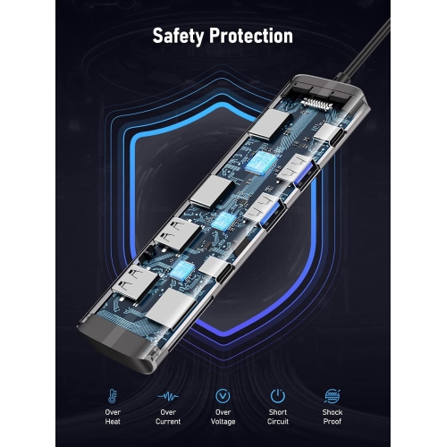 USB C to Dual HDMI Adapter, 10-in-1 USB C Docking Station Dual Monitors for Windows, USB C Adapter with Dual HDMI, USB 3.0, 100W PD, USB-C Data,