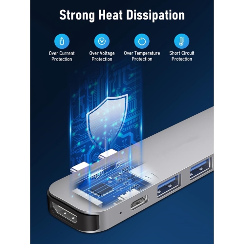 USB C Hub For Macbook Pro/Air M1 M2 2022 2021 2020 2019 2018 13" 15" 16" Multiport Adapter Hub Usb C 7 In 2 Mac Dongle With 4K Hdmi, 3 Usb 3.0. Sd/Tf