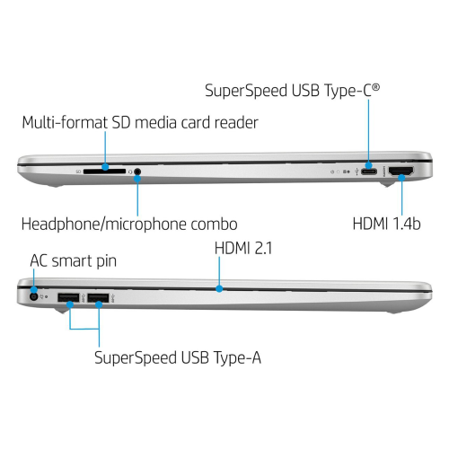 HP 15.6" HD Everyday Slim Business Laptop-Silver-128GB Docking Station Set