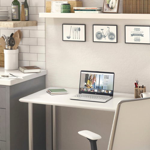 HP 15.6" HD Everyday Slim Business Laptop-Silver-128GB Docking Station Set