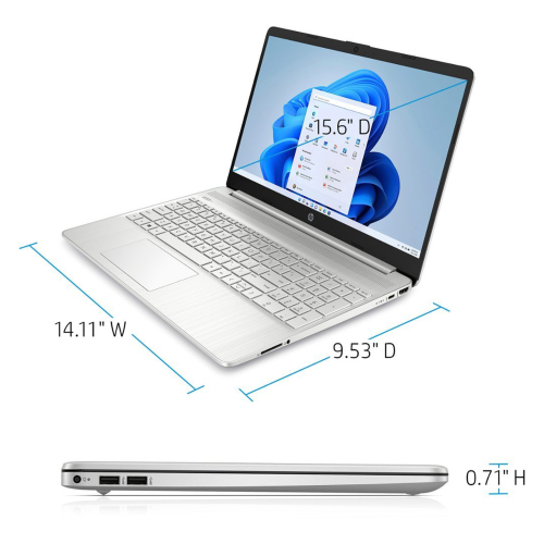 HP 15.6" HD Everyday Slim Business Laptop-Silver-128GB Docking Station Set