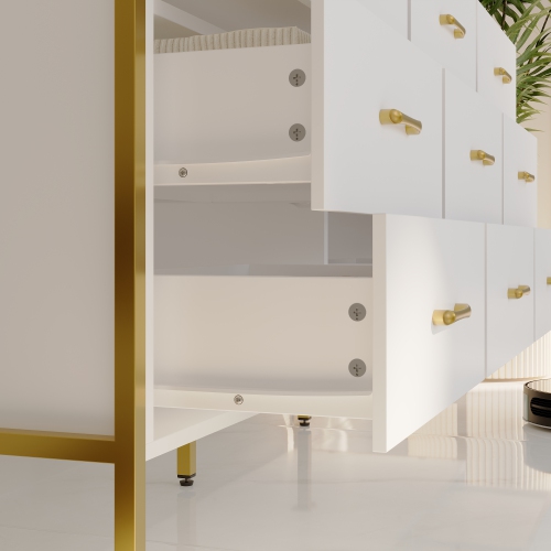 Famapy Classic 9-Drawer Dresser with Sturdy Metal Legs and Generous Storage White
